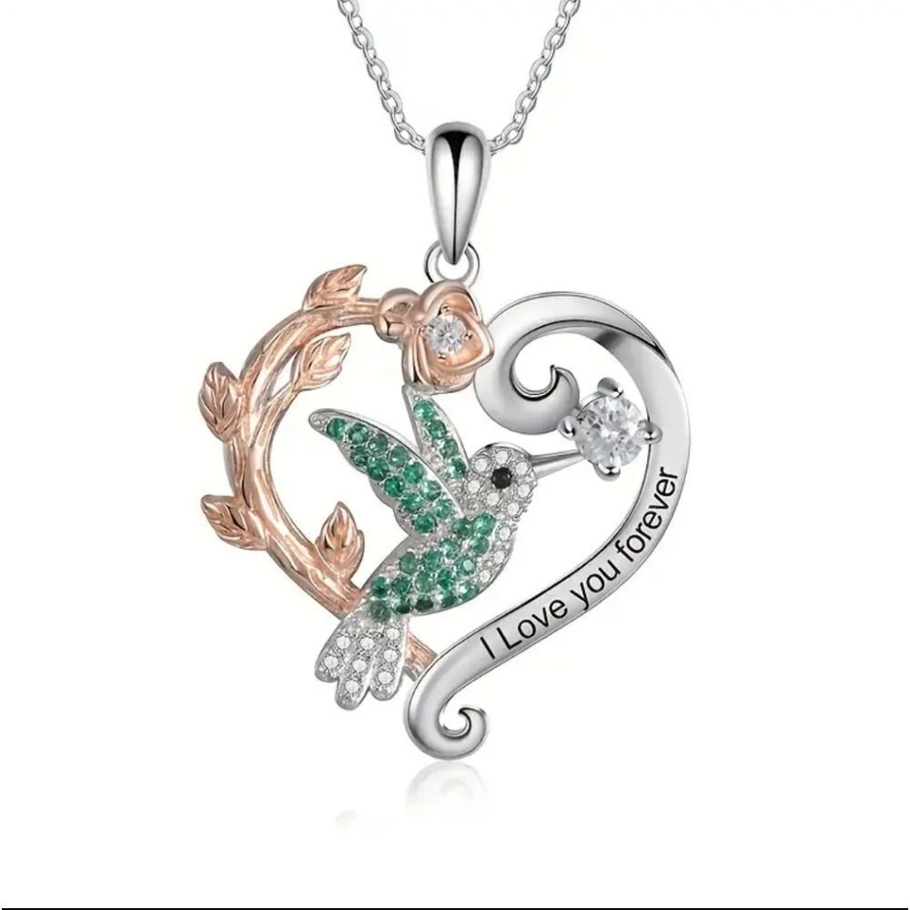 Ladies Creative Heart-Shaped Bird Pendant mother Necklace